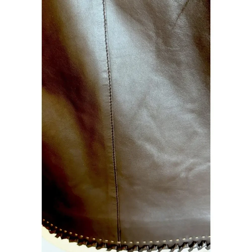 VTG NWT Pamela McCoy Genuine Leather Lined Jacket Collared Pockets 1-Button M